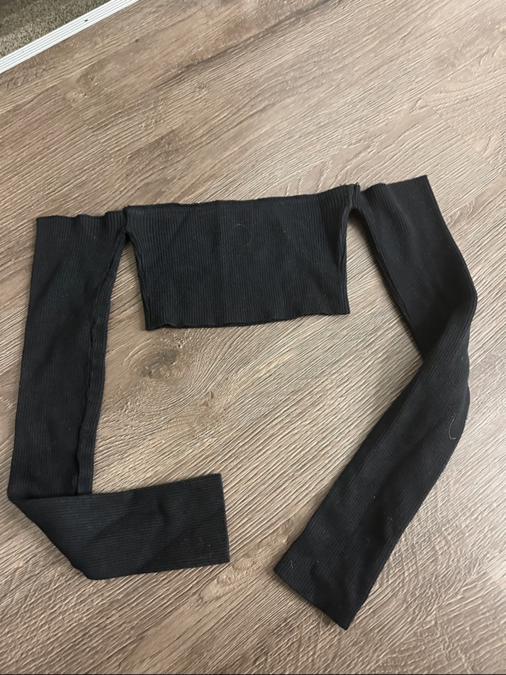 Edikted Black Ribbed Off-Shoulder Top